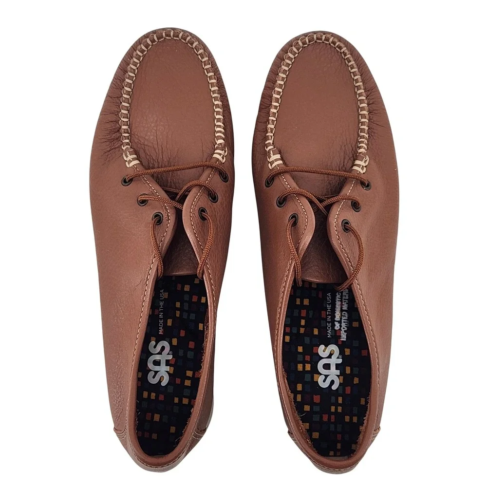 SAS Breezy II Lace Up Moc Womens 9 N Brown‎ Leather Comfort Shoes